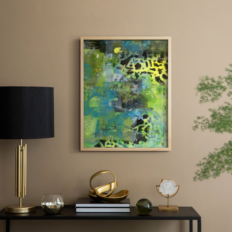 Alphabet Soup Abstract Framed Print - Solid Wood, Natural, 11" H x 9" W