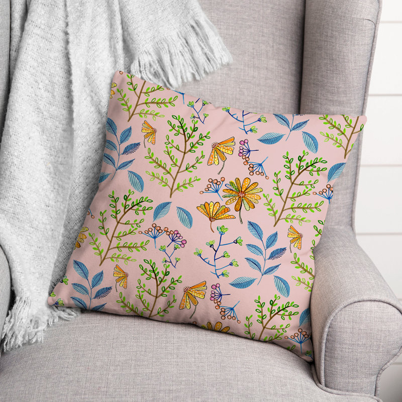 Coussin décoratif floral intérieur / extérieur en polyester, 14"H x 20"W, Bleu marine
