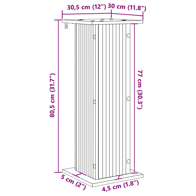 Plant Stand - Set of 2, Old Wood, 80.5cm H x 30.5cm W x 30cm D