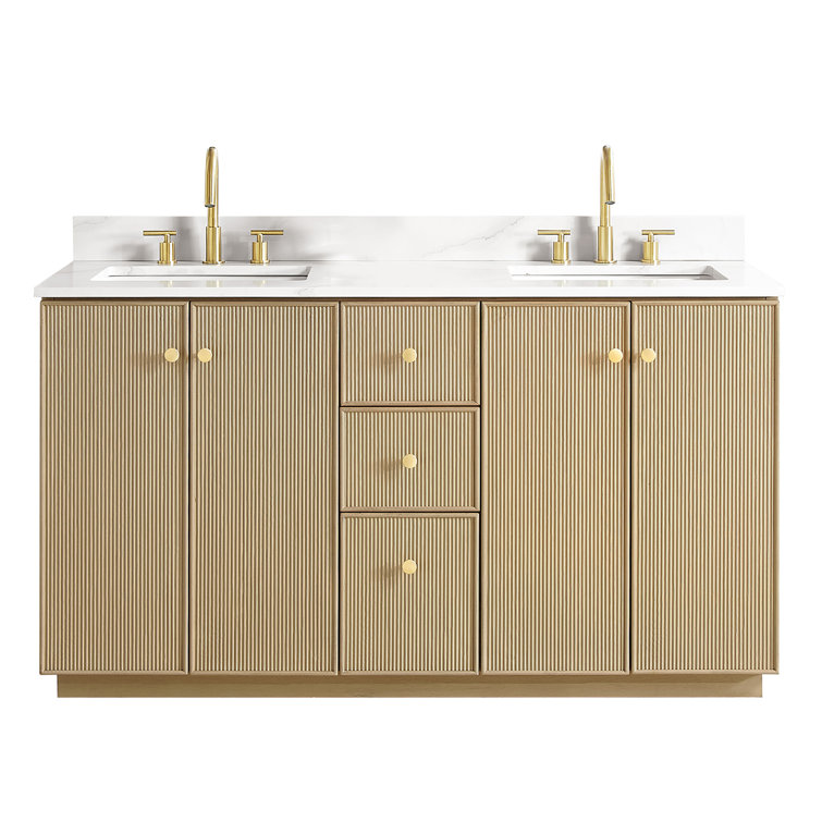 Amella 60'' Free Standing Double Bathroom Vanity with Quartz Top