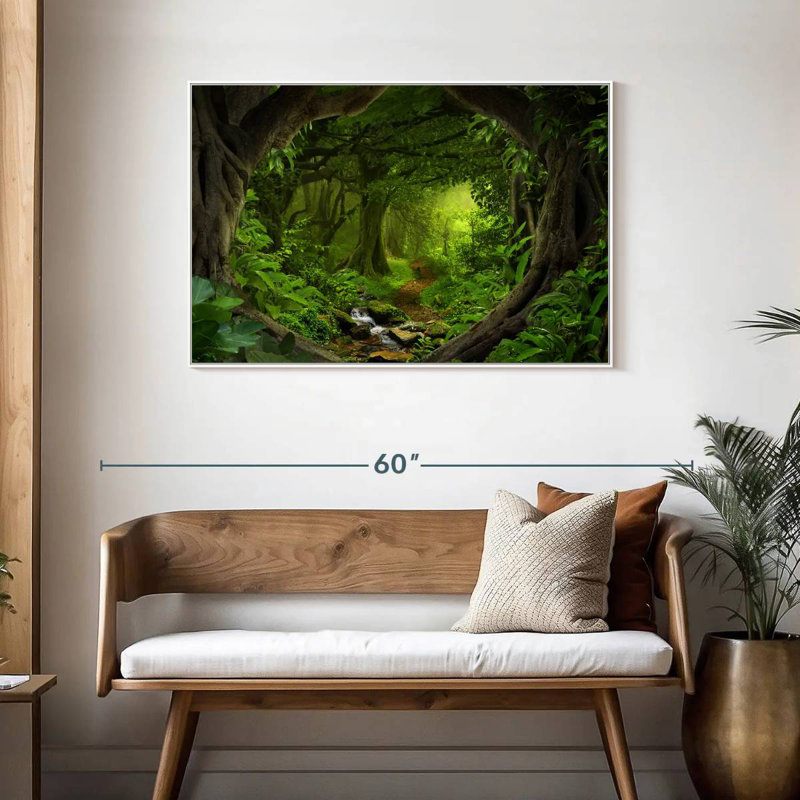 Jungle tropicale du sud-est asiatique, Cadre flottant blanc, 43 po x 29 po