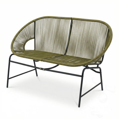 Patio Wicker Sofa With Iron Frame
