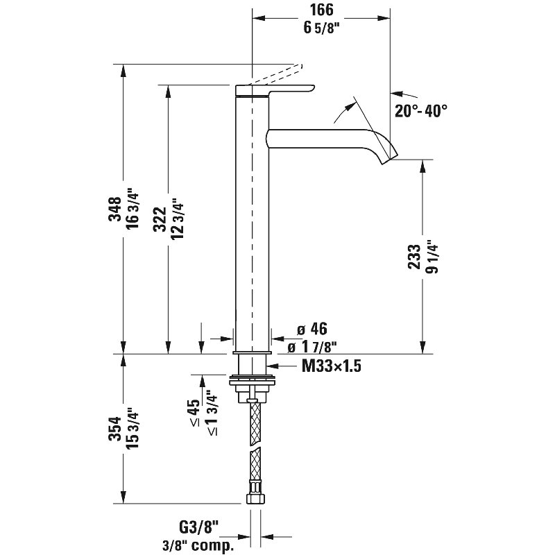 Vessel Sink Bathroom Faucet, Includes Drain