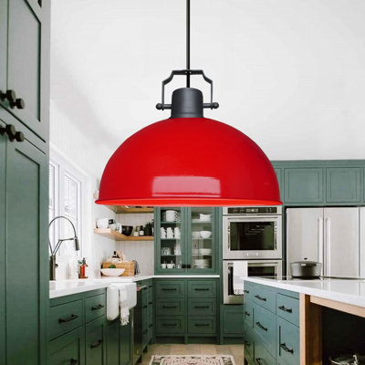 Elegant Red Metal Chandelier, 31.5 in Total Height, 9.8 in Diameter | 100% Durable Metal Construction, 1 x E27 Socket, Max 40W | Perfect for Dining Room, Living Room, or Entryway Lighting, Stylish Design
