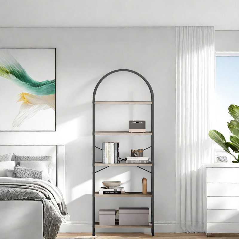 180 cm H x 60 cm W Etagere Bookcase, Black/Grey