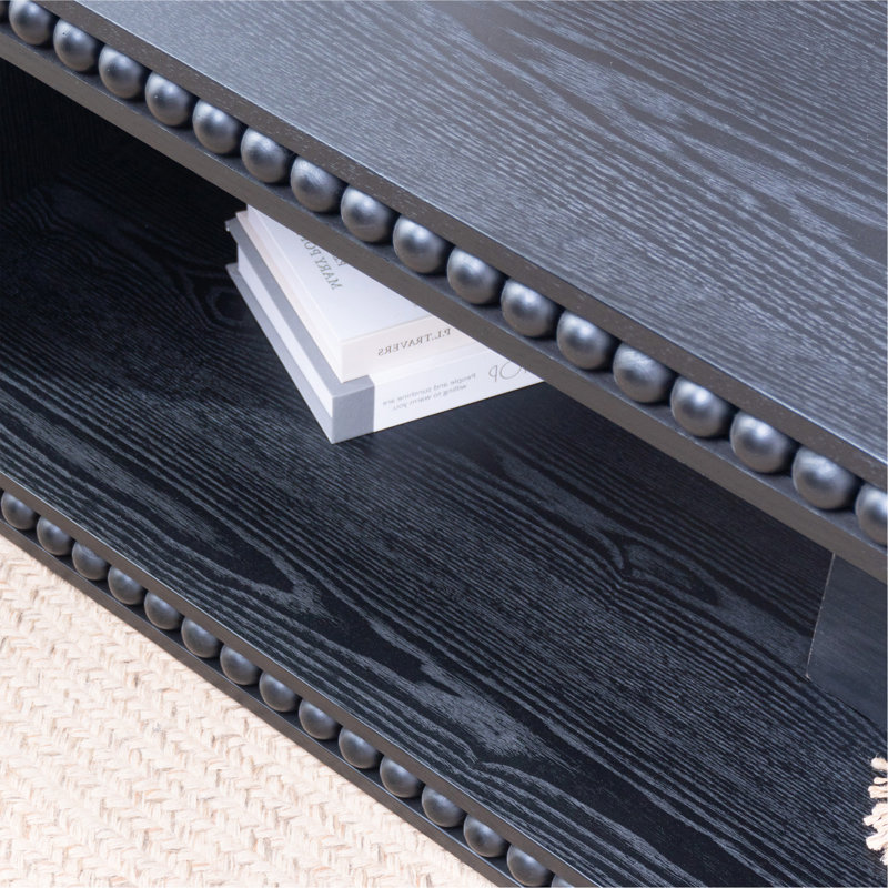 Table basse Beaded Edge - Table centrale rectangulaire de 47,6 po avec tablette de rangement ouverte , Noir
