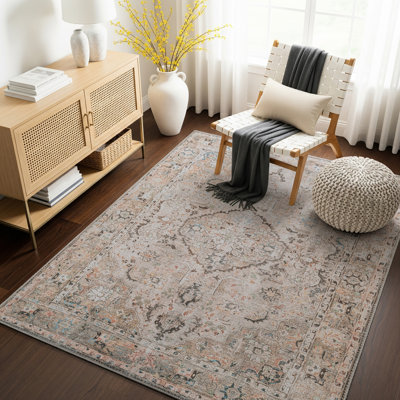 Kemer Machine Washable Traditionnal Boho Area Rug