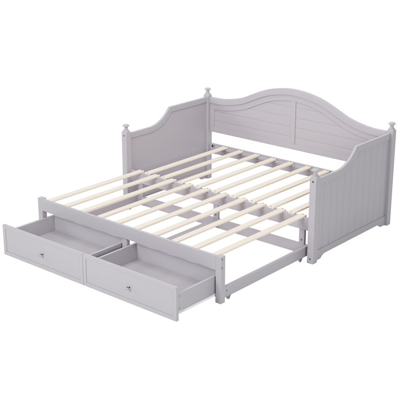 Wood Daybed With 2 Storage Drawers