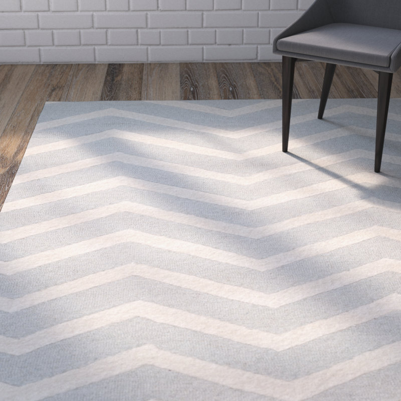 Sanyla Hand Tufted Wool Chevron Rug, Rectangle 8' x 10'