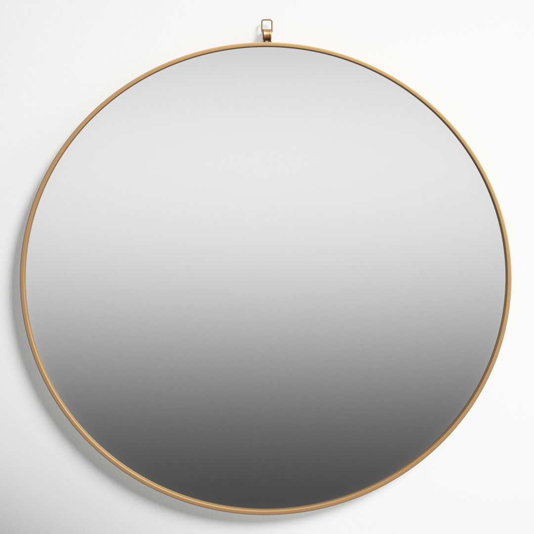Cassie Metal/Manufactured Wood Round Wall Mirror Joss & Main Size: 32" x 32"  Finish: Brass
