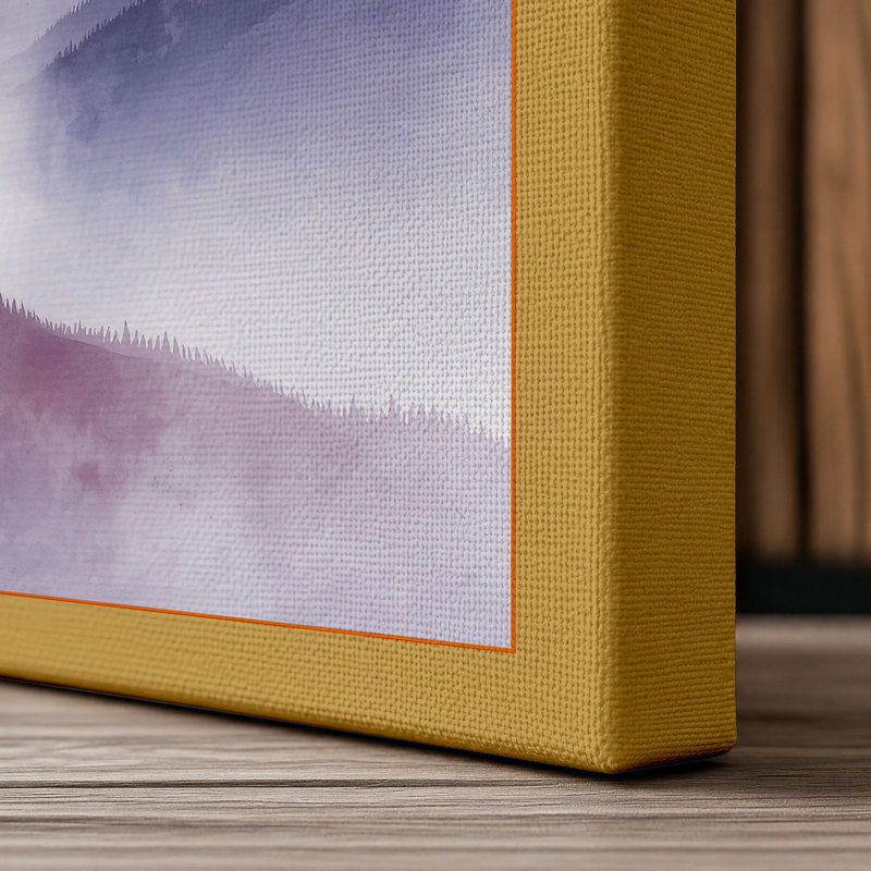 Mountains in Mist Scandinavian - Wrapped Canvas, 24x16 - 61.0 x 40.6 cm, Ochre Border