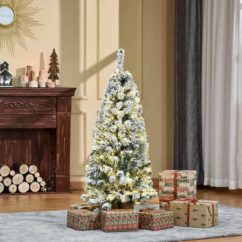 Lighted Artificial Pine Christmas Tree, 4' H