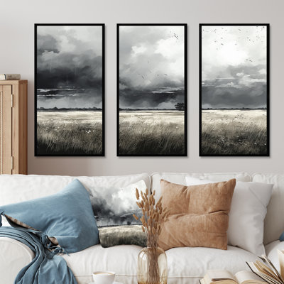 Grey Storm Meadow Charm - Storms Canvas Wall Art Set