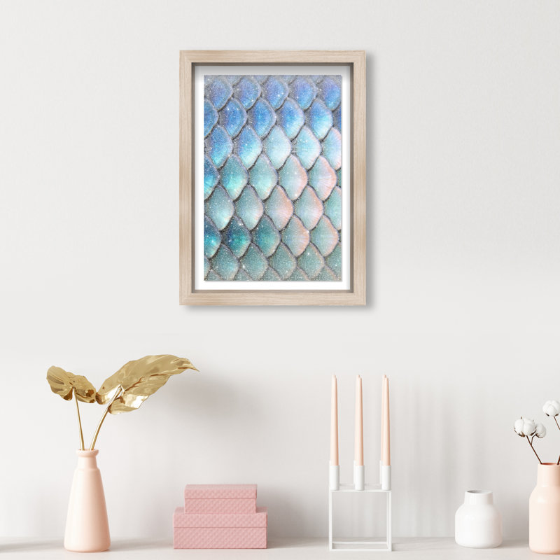 Mermaid Zoom Shadowbox Fantasy & Sci Fi Print by Oliver Gal, Black Frame, 10 x 15, 31.5"H x 21.5"W, Natural Oak Shadowbox
