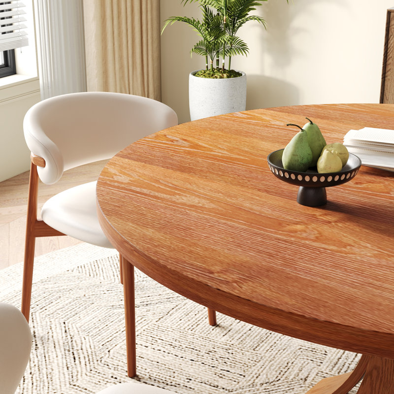 Ensemble de 5 tables de salle à manger Mid-Century rondes en bois massif avec chaises de cuisine robustes pour 2 à 6 personnes