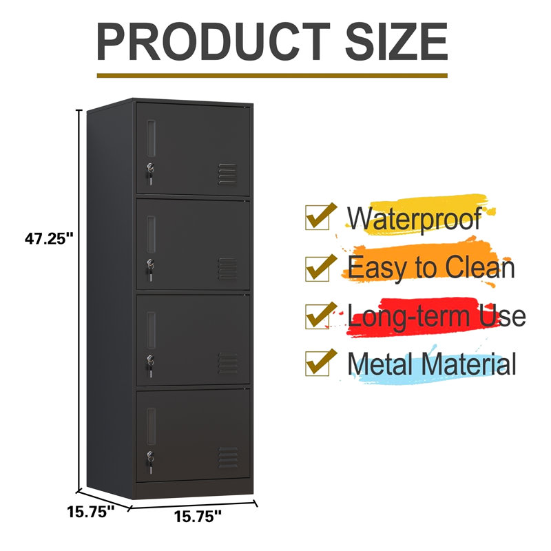 Metal Lockers For Employees,office Storage Locker With 4 Door,tall Locker Cabinet For Employees,school, Office, Home, Gym,bedroom