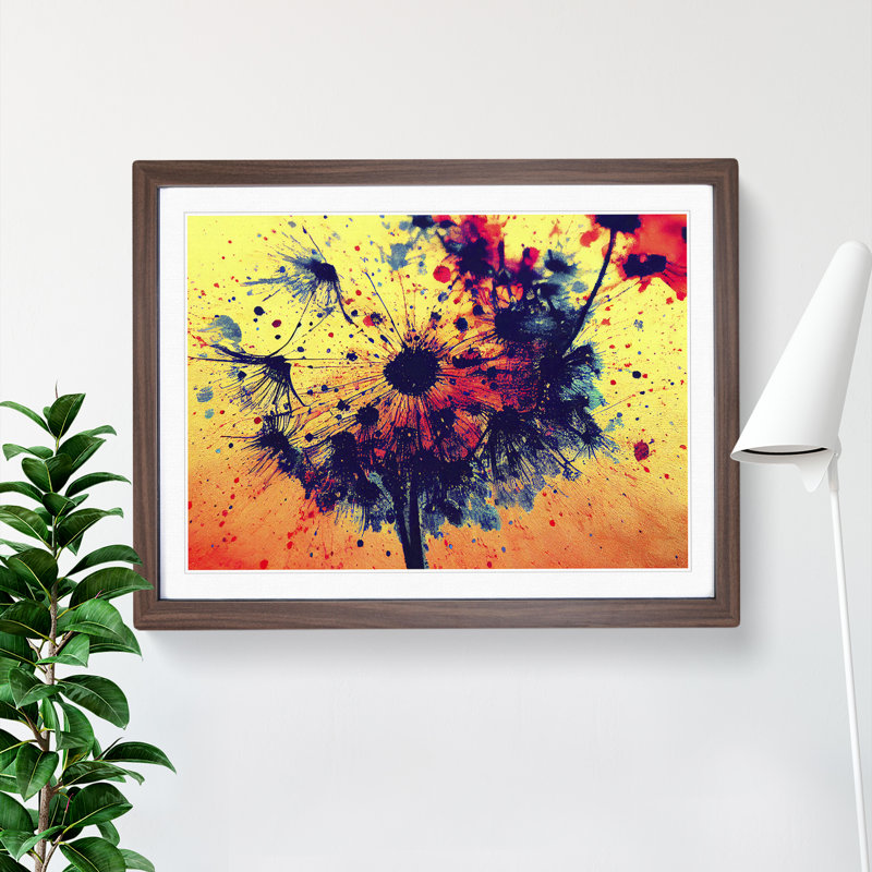Dandelion Splash - Framed Print, 25cm H x 34cm W x 2cm D, Walnut