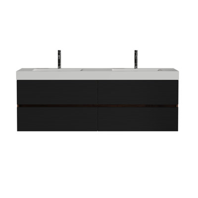 Meuble-lavabo flottant moderne 60 po avec double vasque Grace