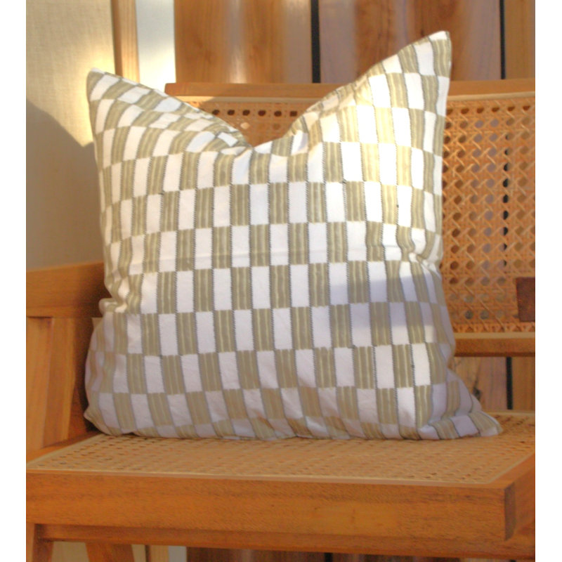 Housse de coussin lombaire en coton uni, Motif géométrique brun
