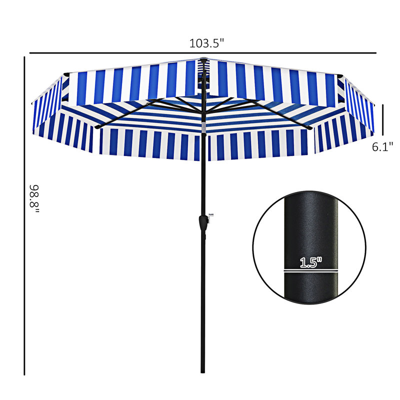 Parasol de marché extérieur avec manivelle, Marine