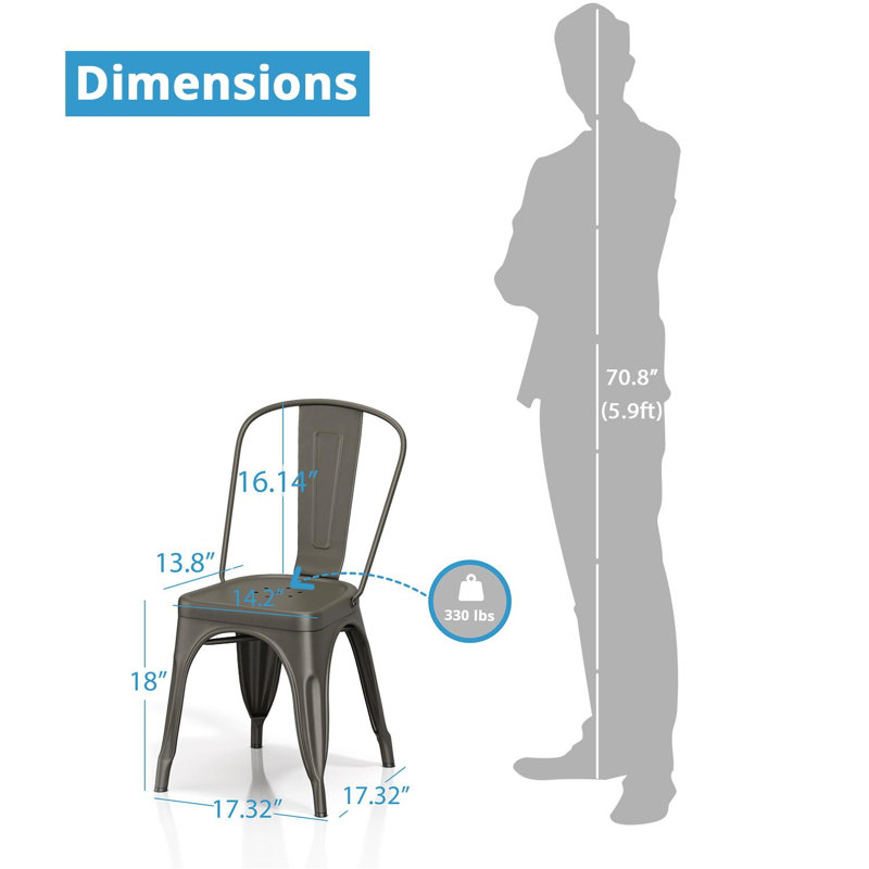 Chaise d’appoint empilable à dossier en lattes de fer Northgate