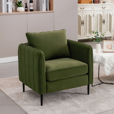 Chaise d'appoint en velours avec coussin et pieds en métal Shalon