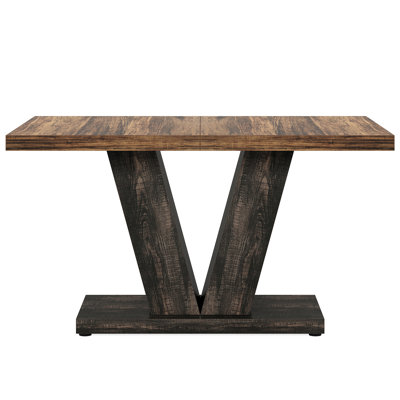 Table de salle à manger de 47 po pour 4-6 personnes - Table de cuisine et de salle à manger blanche avec base piédestal robuste, table de salle à manger rustique en bois pour petits espaces, appartements, salle à manger (table seulement)