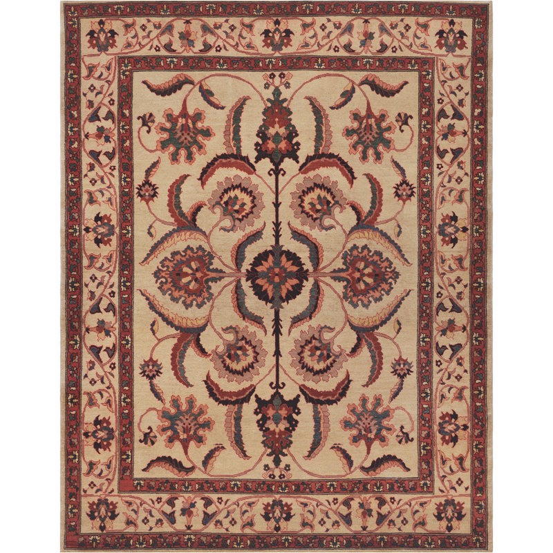 Wool Oriental Area Rug in Cream/Brown
