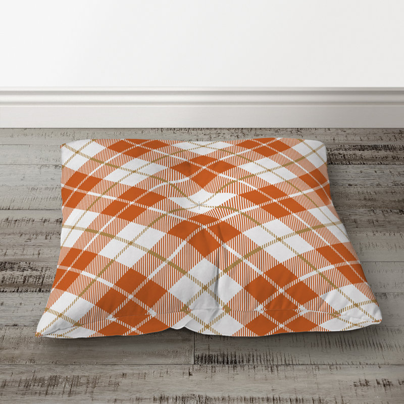  Coussin de sol écossais, Orange/Blanc