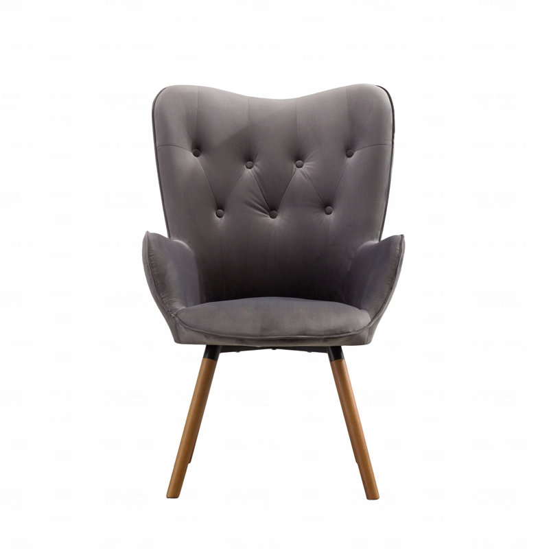 Doarnin Tufted Button Accent Chair, Single Upholstered Chair, Kitchen Dining Chair for Indoor, Gray Velvet