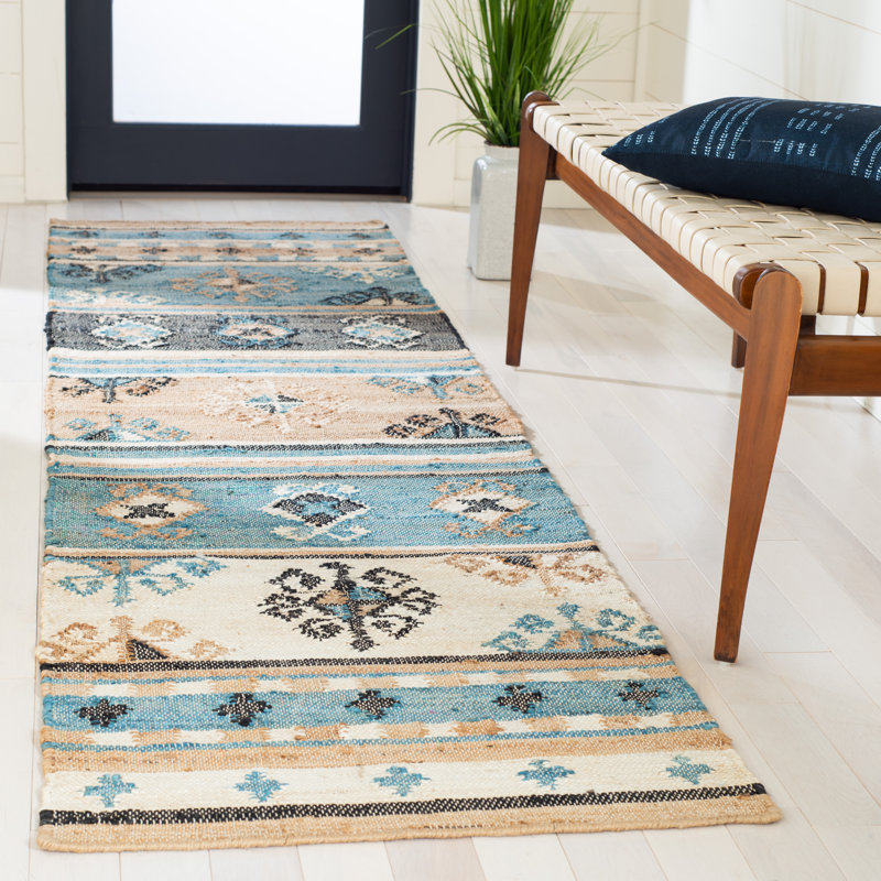 Kilim Flat Weave Jute Southwestern Rug, Runner 2'3" x 9'