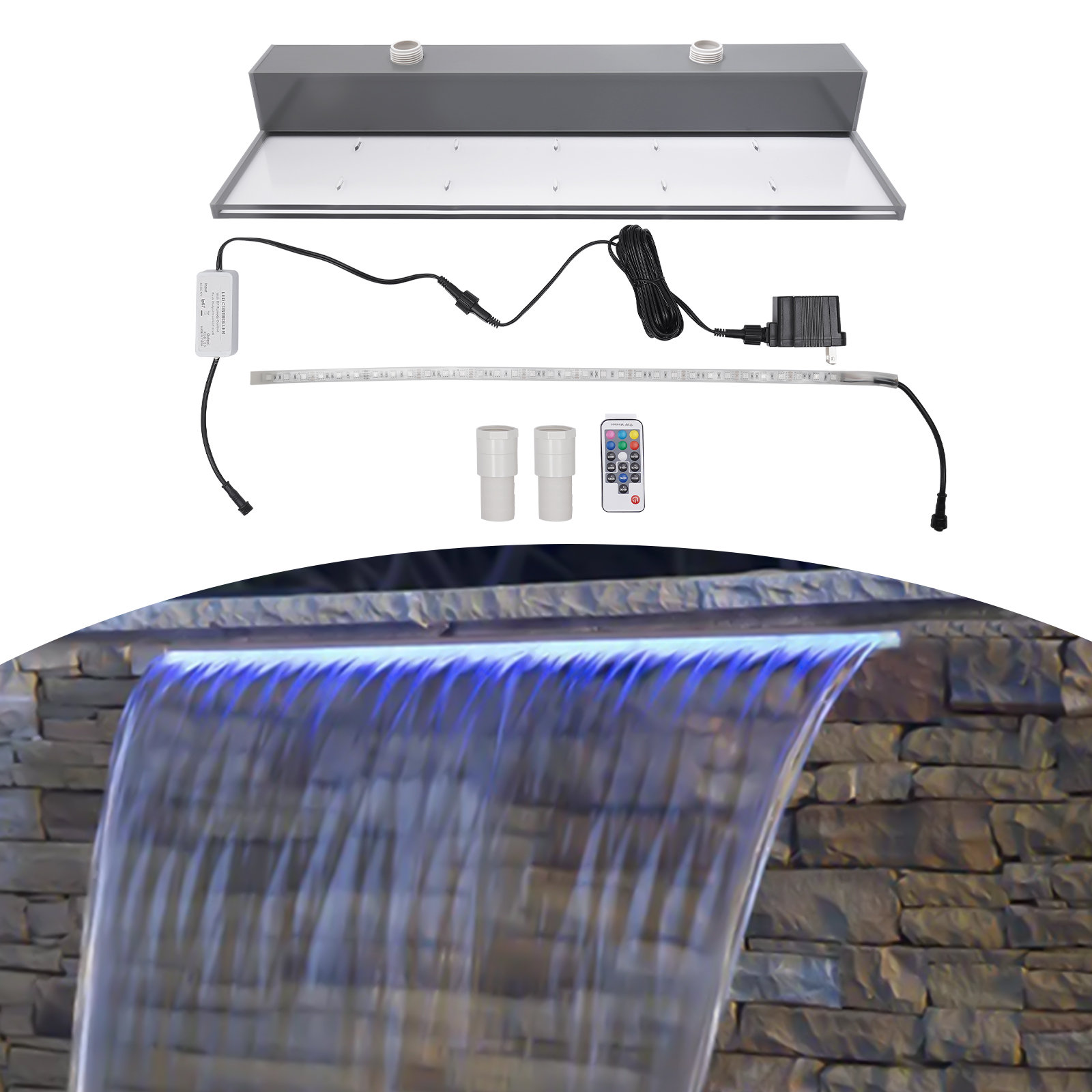 Wrought Studio Dannalee Acrylic Weather Resistant Wall Base Fountain with Light Wayfair