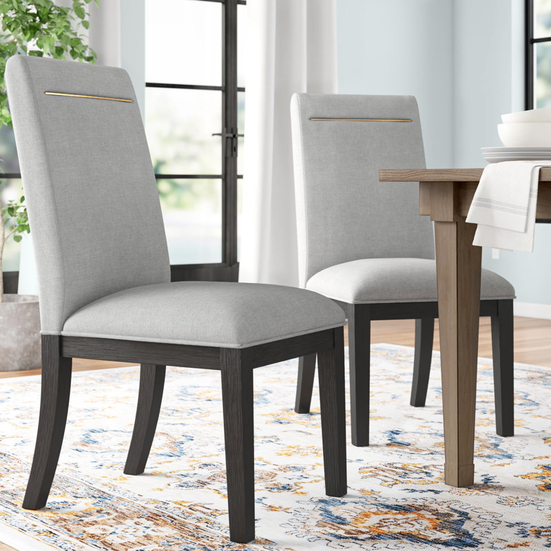 Donny 18'' H Upholstered Acacia Side Chair, Gray
