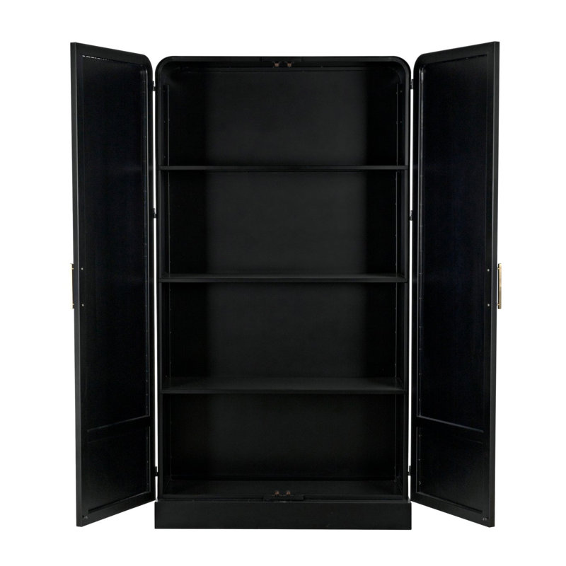 Tresor Black Lighted China Cabinet with Gold Handles