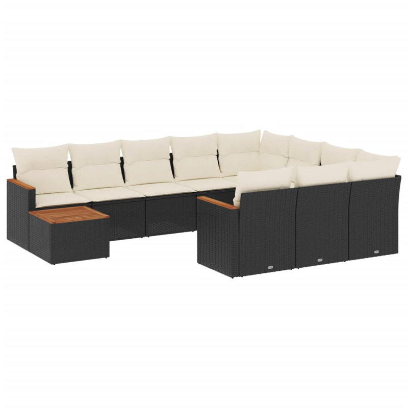 Vidaxl Garden Sofa Set Black, Cream White