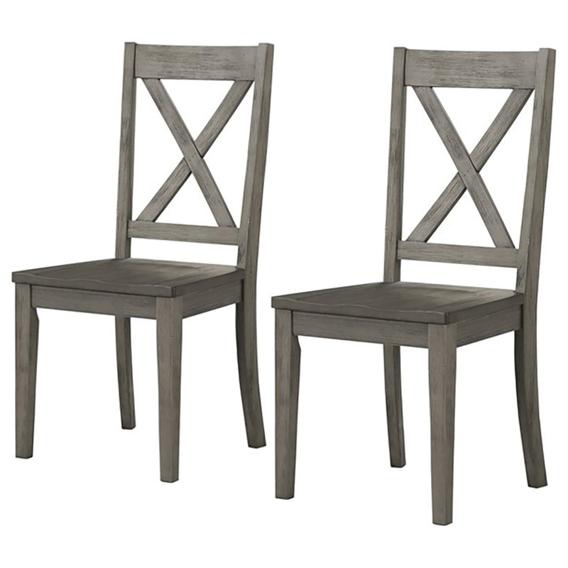 Jurney 18'' H Acacia Solid Wood Side Chair, Distressed Gray