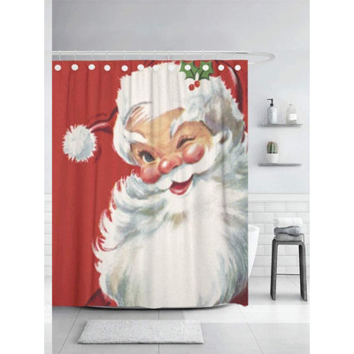 Vintage Holiday Cheer Shower Curtain - Durable Waterproof Polyester Xmas Decor