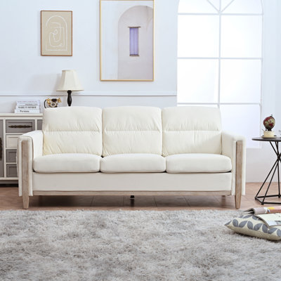 Canapé confortable en bois massif à trois places - Coussins moelleux, durables et durables, canapé de 79,5 po pour le salon