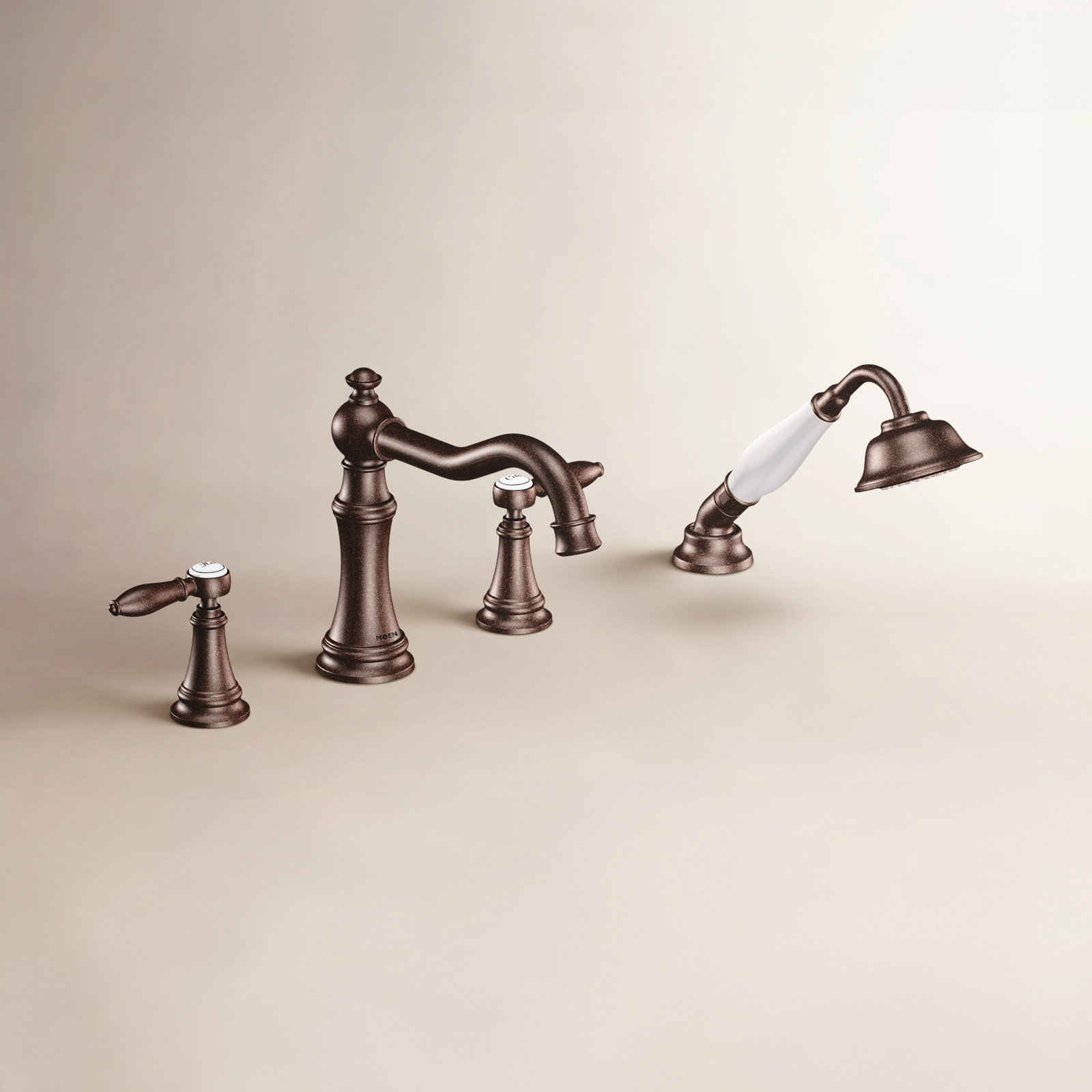 Weymouth Deck Roman Tub Faucet with Handshower, Oil Rubbed Bronze