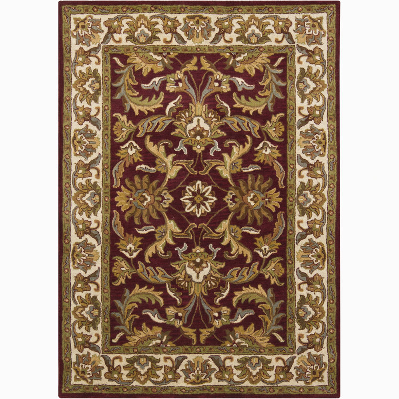 Tapis oriental en laine Sarouk traditionnel rouge foncé, doré, vert et bleu pâle Bartz Authentic, Rectangulaire 9 pi x 13 pi