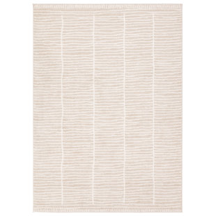 Vibe by Union Rustic Loehrke Powerloomed Stripes Tan/Taupe Area Rug