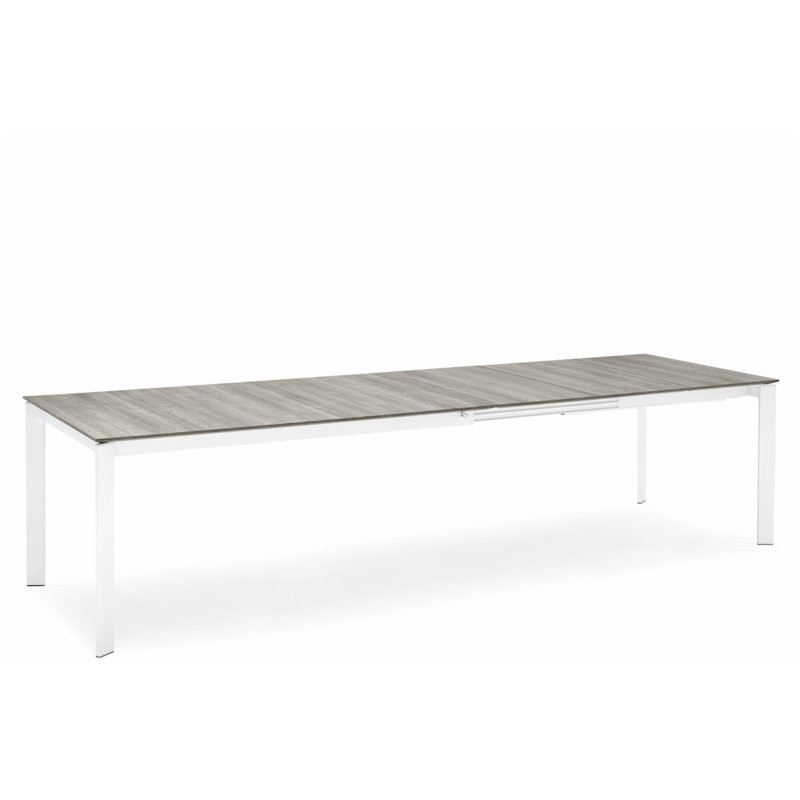 Eminence Extendable Solid Wood Dining Table, Matte Optic White, 35.5" W x 51.25" L, Beton Gray Melamine