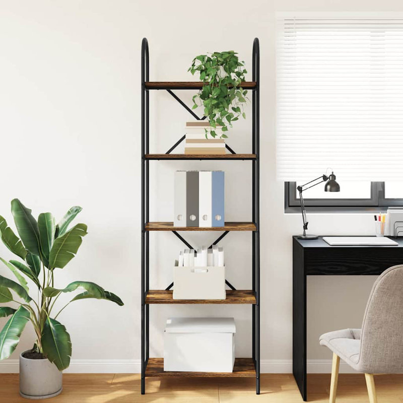 Bookshelf Engineered Wood, Smoked Oak, (4 Shelves) 146cm. H x 60cm. W x 30cm. D