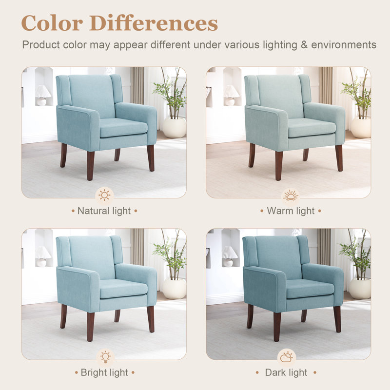 Mid-Century Accent Chairs Featuring Removable Cushions, Light Blue