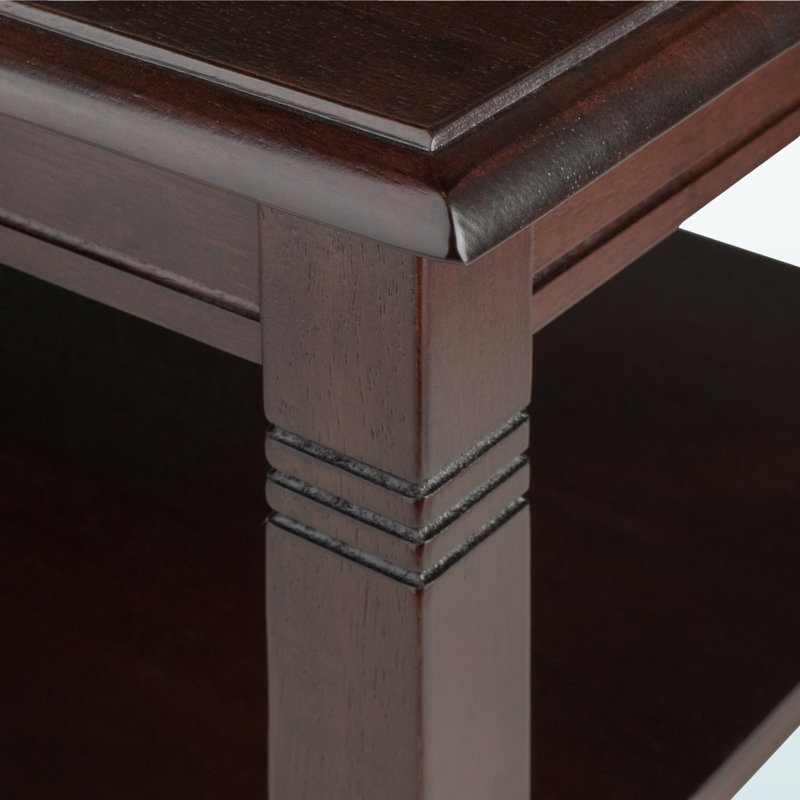 Reid Brown Finish Rectangular Coffee Table With Lower Shelf, 17.75" H X 36.75" W X 20.85" D