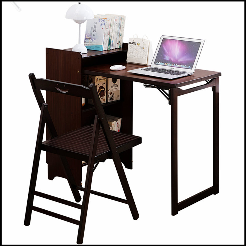 Bureau pliant en bambou, conception pliable pour les petits espaces, bureau d'ordinateur avec rangement caché, style Mid-Century pour le bureau à domicile et la chambre à coucher