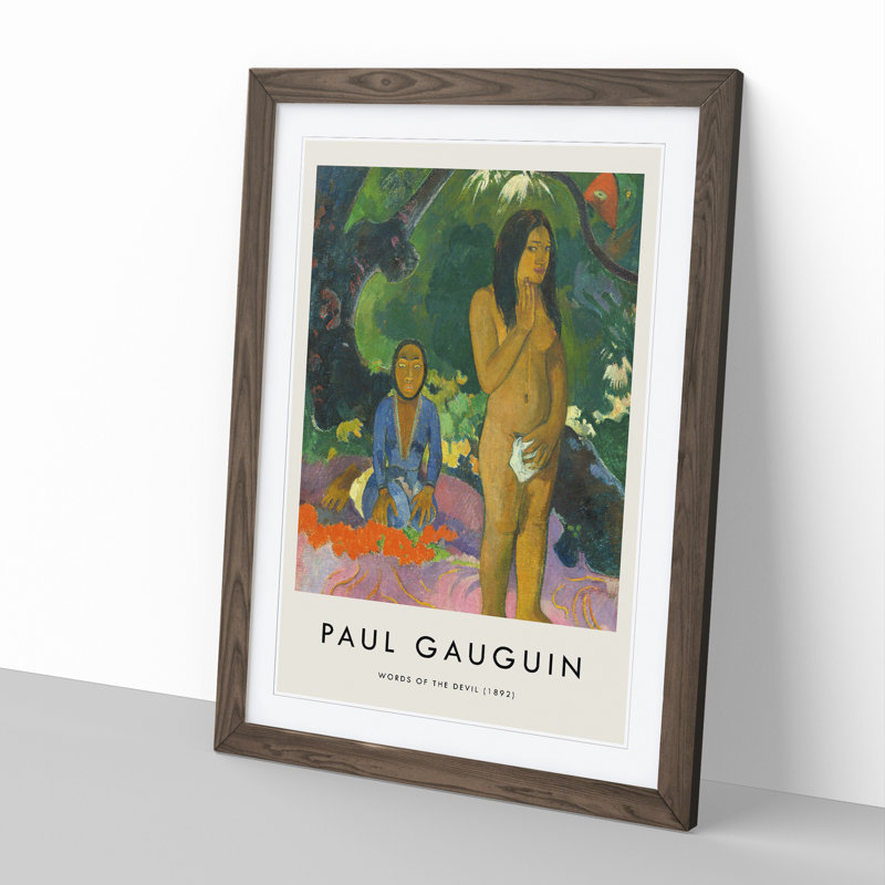 Words of the Devil Print by Paul Gauguin - Picture Frame Painting, Walnut, 36cm H x 27cm W x 2cm D
