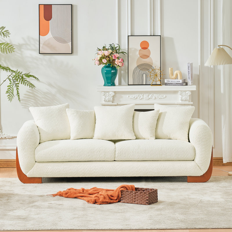 Elarnoa 83.5" Upholstered Boucle Sofa, Beige