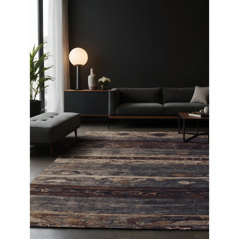 Tapis noir soyeux et moelleux, Carré 4 pi