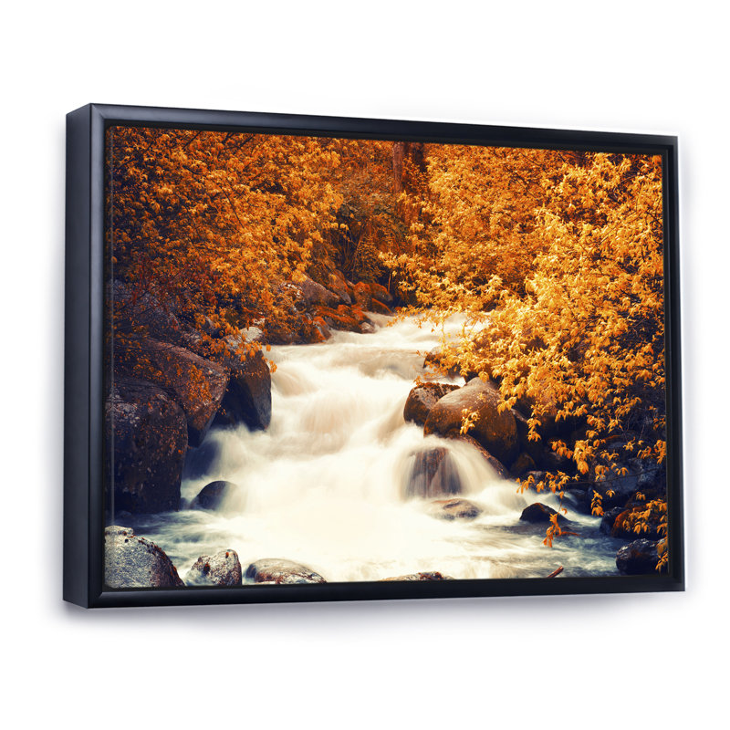 «Beautiful Autumn Forest Waterfall III», reproduction d'art sur toile traditionnelle, H 30 po x l 40 po x P 1,5 po
